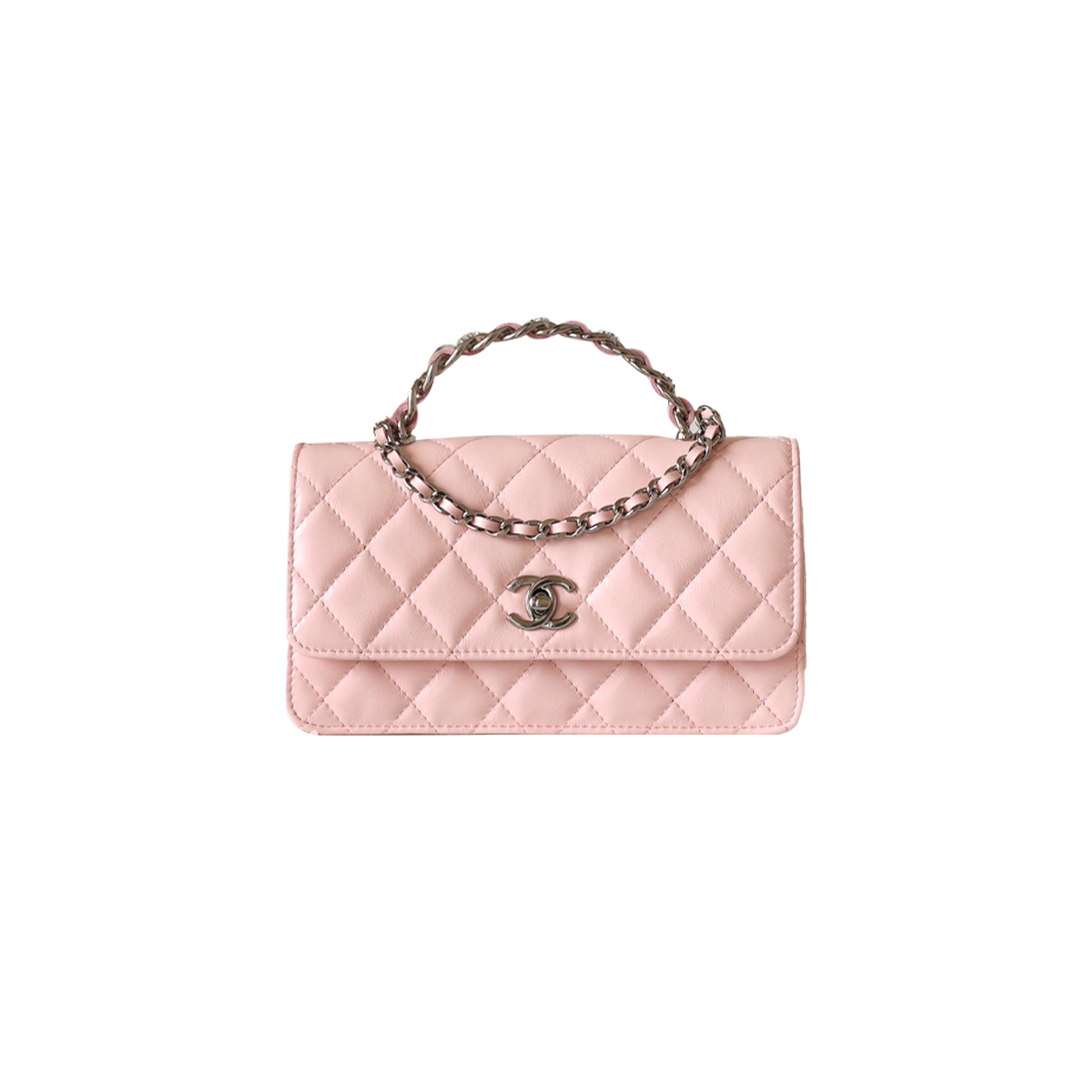 CHANEL MASTER CC WOC PINK LAMBSKIN SILVER HARDWARE AP3645 (18.5*11*6cm)